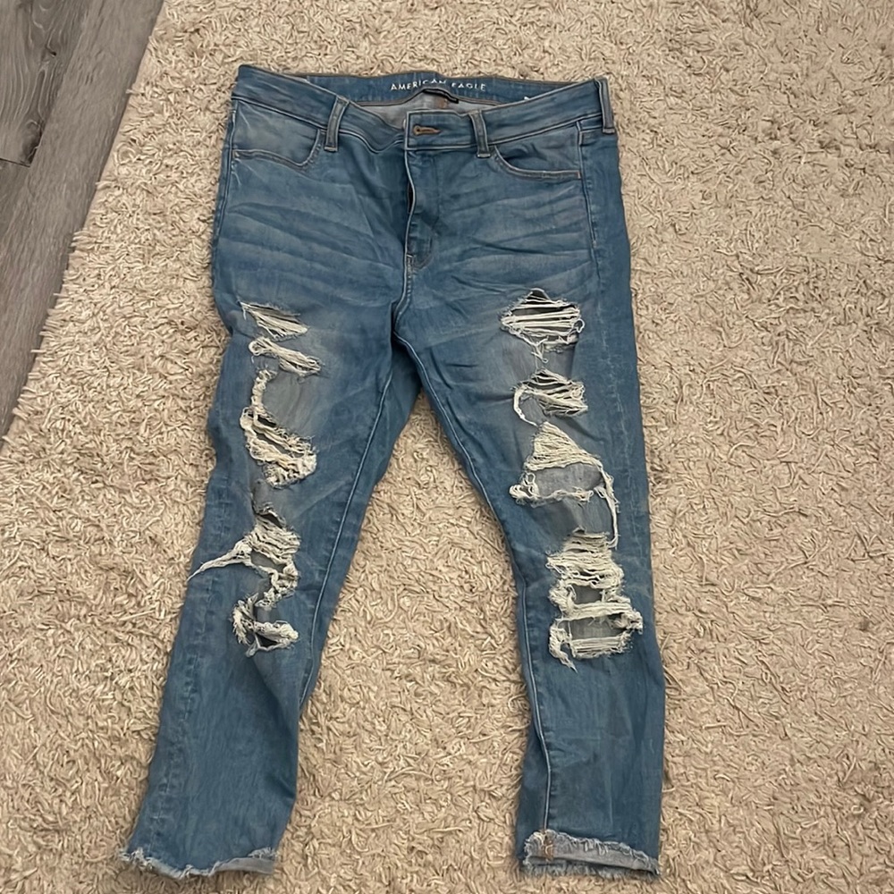 American Eagle Next Level Stretch Women’s Ripped Cropped Skinny Jeans Size 16